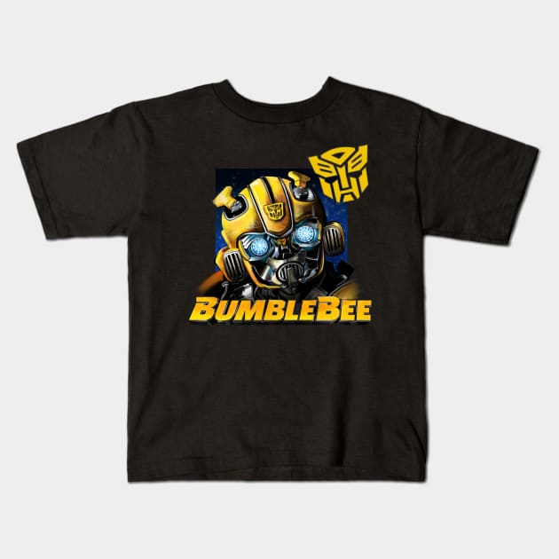 Bumblebee art Kids T-Shirt by SAN ART STUDIO 